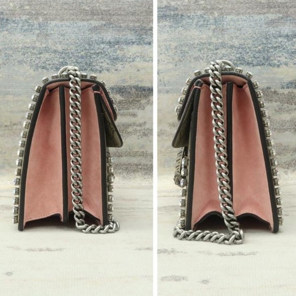 GUCCI DIONYSUS Small 💎 Crystal-embellished Supreme Canvas Shoulder Bag purse 👛 - Picture 3 of 12